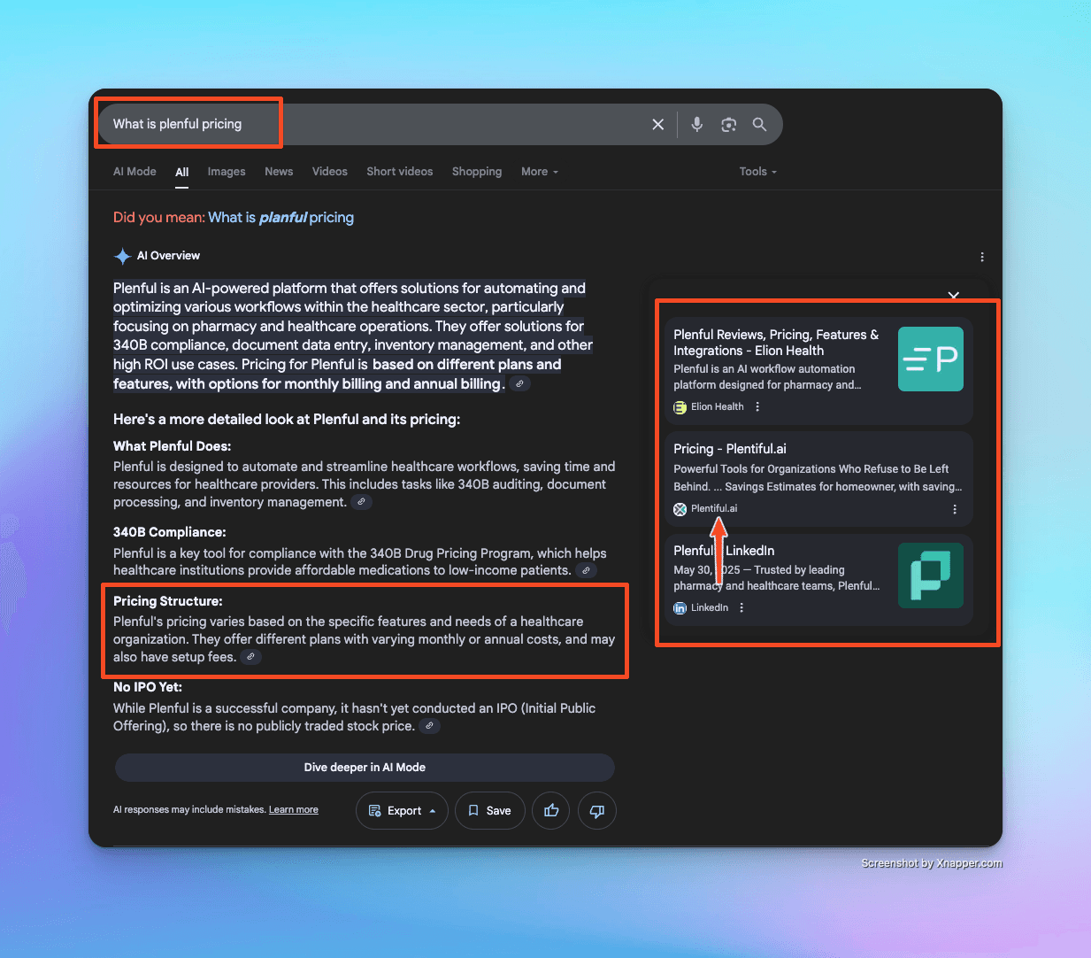 Screenshot showing AI Overview being confused about two entities resulting in inaccurate pricing